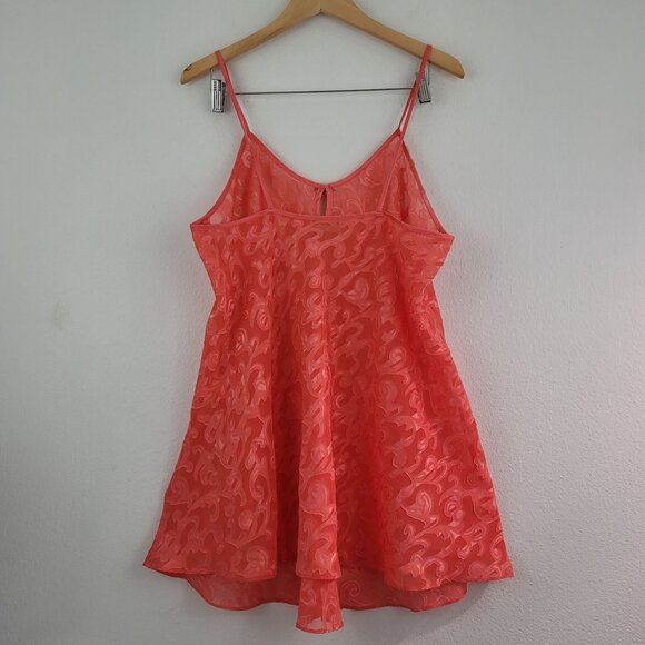 Vintage 1960 Inner Most Coral Night Gown Slip Mini Dress Sz L/XL Coquette Retro - Picture 8 of 11